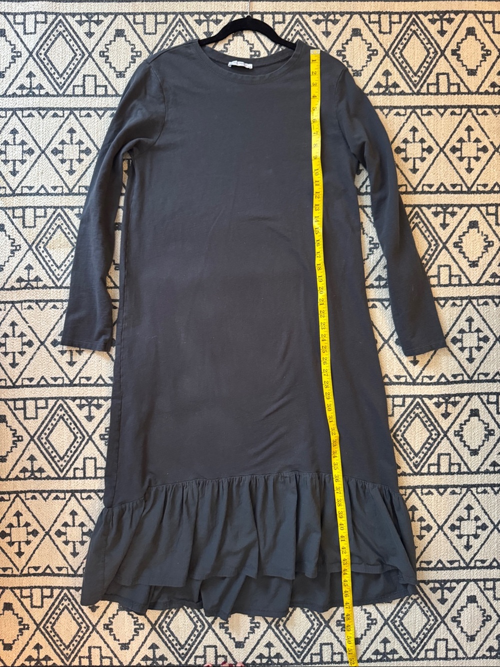 Zara Black Long-Sleeve Ruffle-Hem Dress - Picture 9 of 10